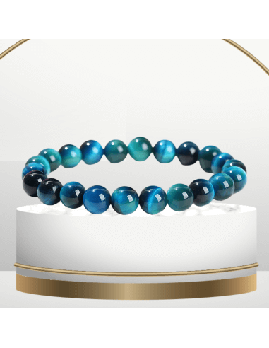 Un bracelet en oeil de tigre bleu