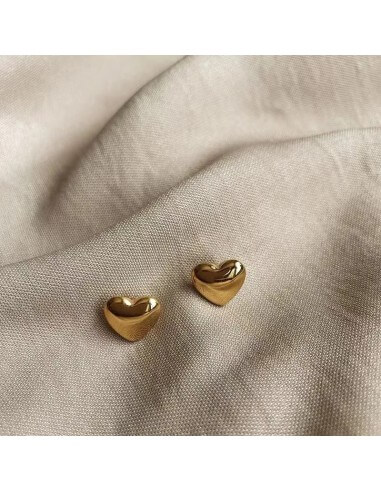 Boucle d'oreille forme de coeur - Plaqué 18k
